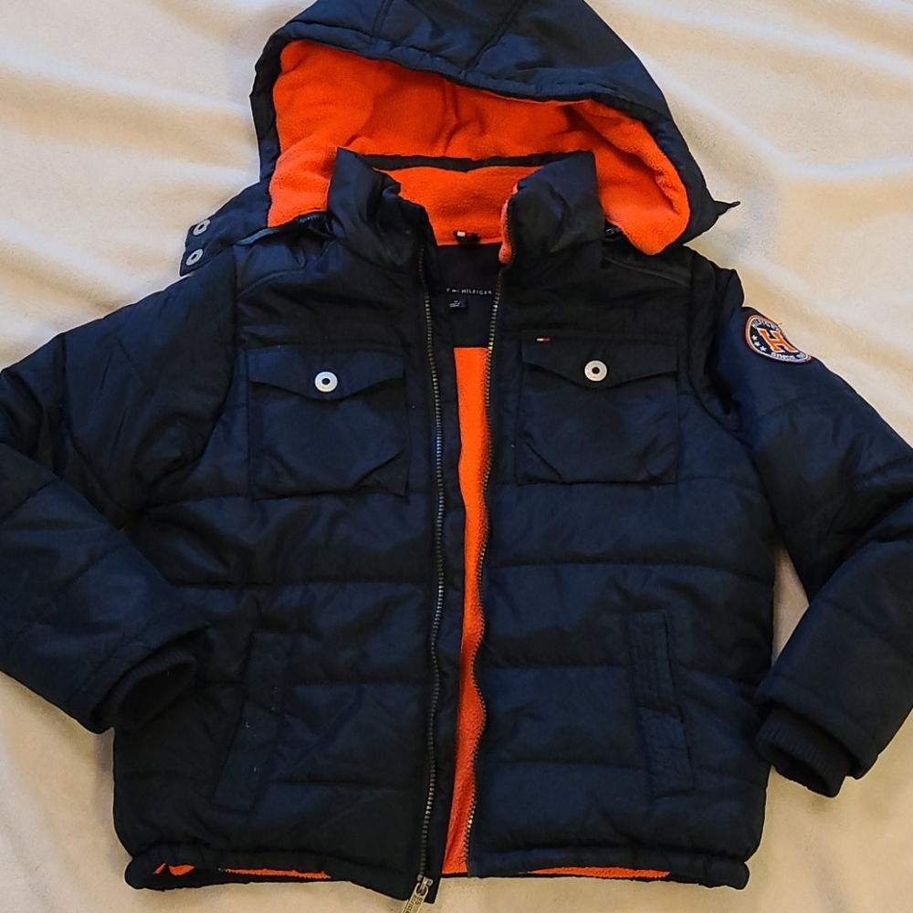 Tommy Hilfiger Boy's Blue & Orange Coat Medium